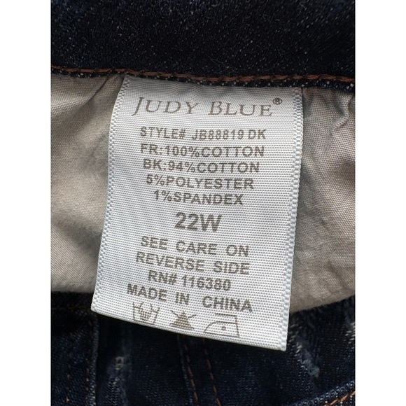 Judy Blue Los Angeles Womens 22W Dark Wash Distressed Straight Jeans - Picture 4 of 7